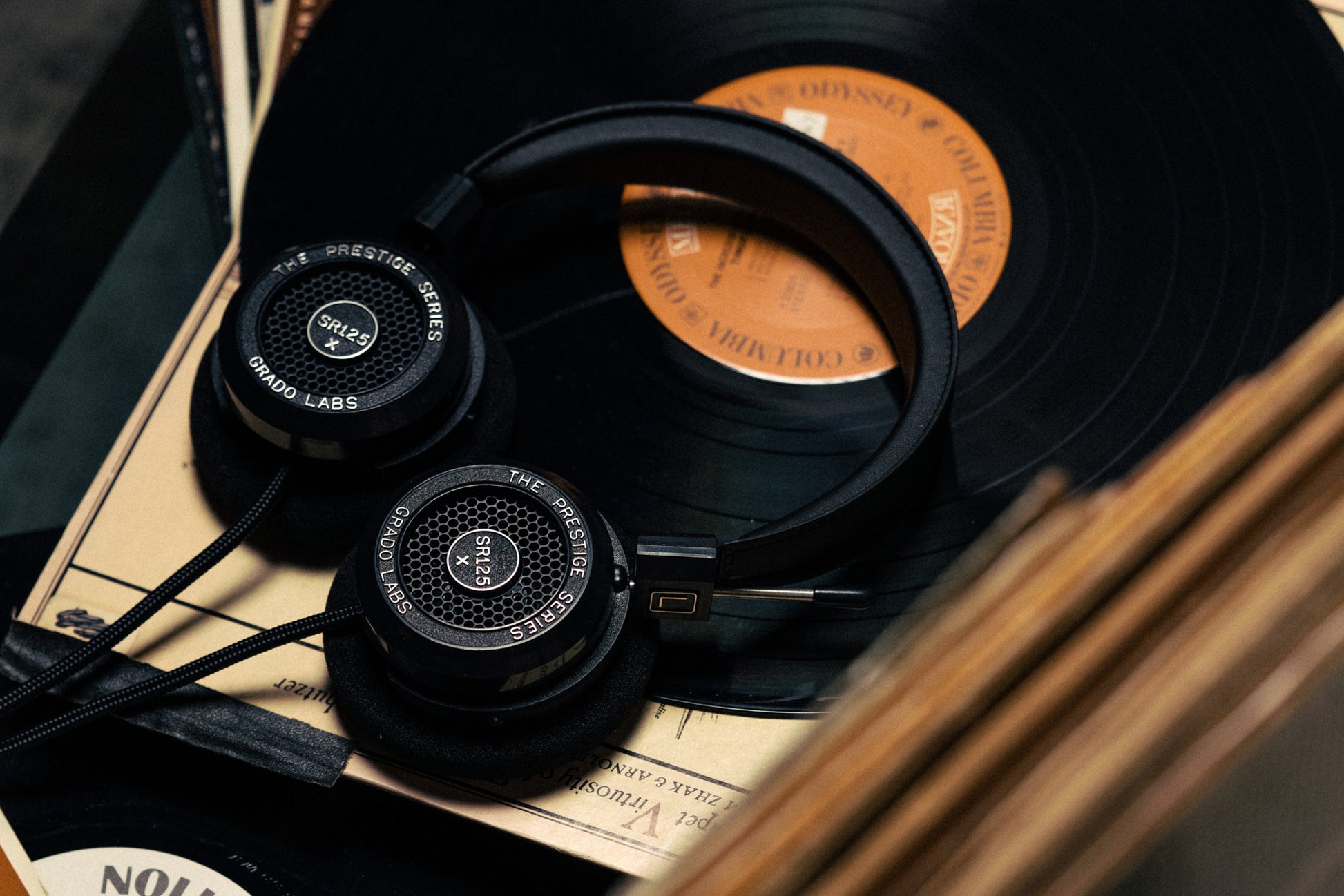 Grado Labs SR125x Headphones with Vinyl Records